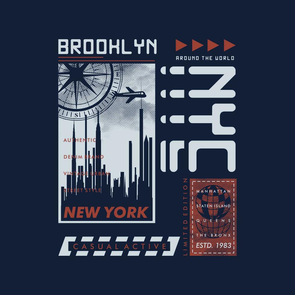 Brooklyn Nouveau york graphique, typographie vecteur, t chemise conception, illustration, bien pour décontractée style vecteur