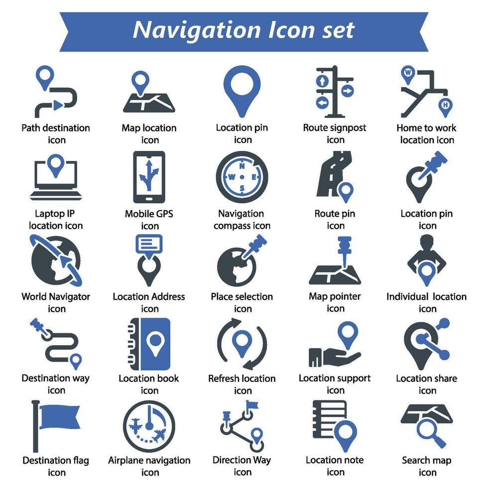 la navigation icône ensemble vecteur