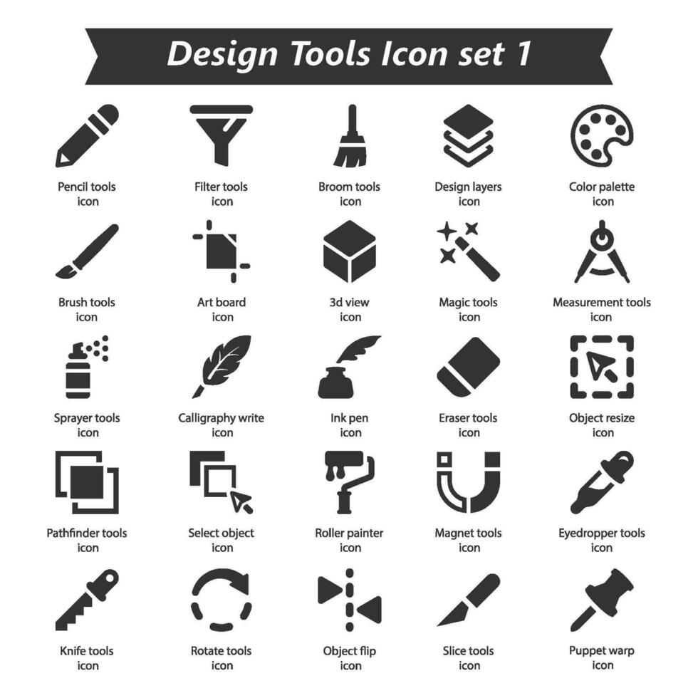 conception outils icône ensemble 1 vecteur