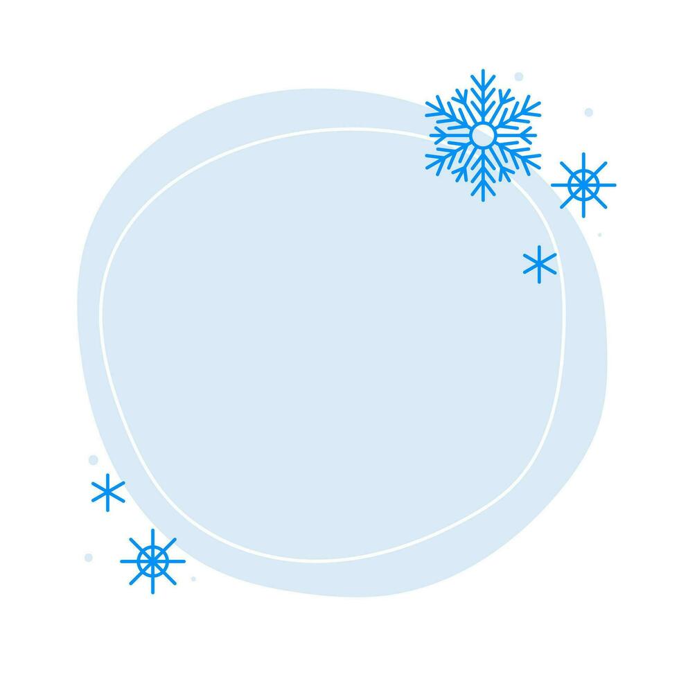 Noël hiver main tiré bleu cercle Cadre avec flocons de neige. moderne minimaliste esthétique vacances élément. vecteur scintillait pour social médias ou affiche conception, Facile décoratif boho style frontière