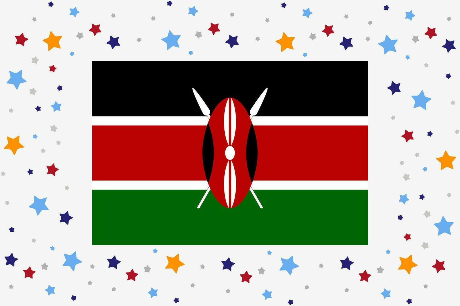 Kenya drapeau indépendance journée fête avec étoiles vecteur