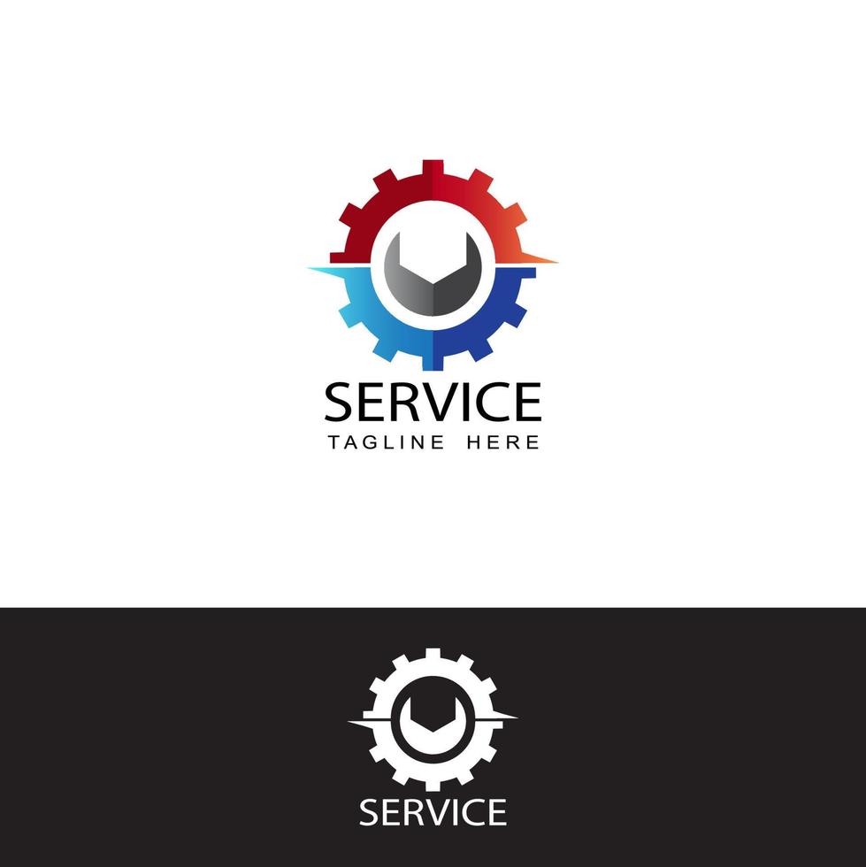vecteur de conception de modèle de logo d'engrenage de service