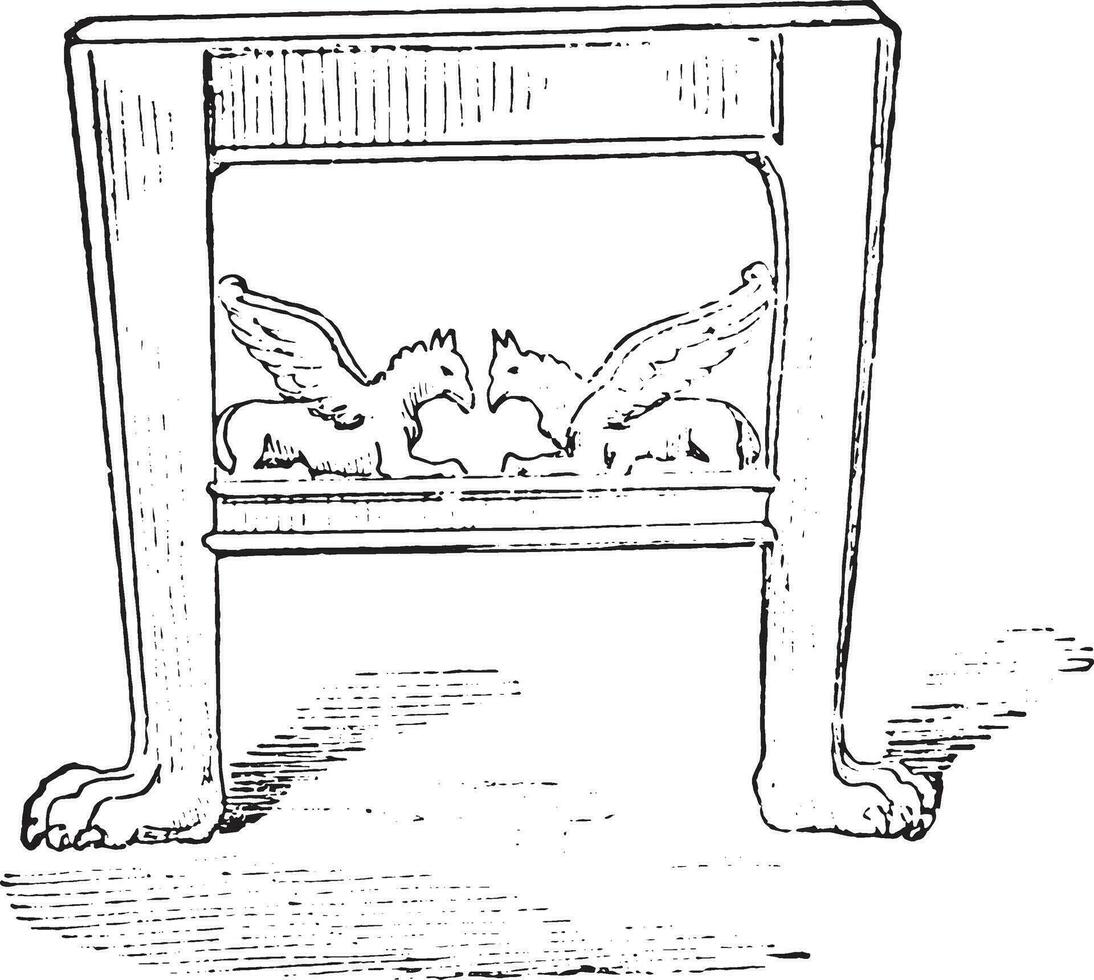 étrusque tabouret, ancien gravure. vecteur