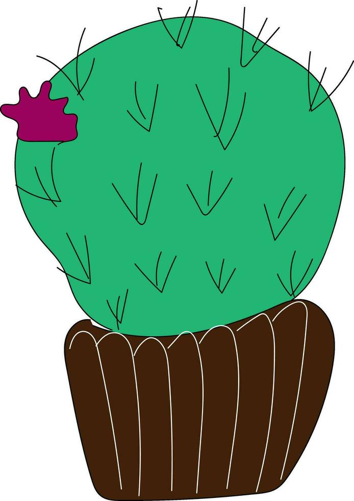 Facile cactus avec violet fleur vecteur illustration sur blanc Contexte.