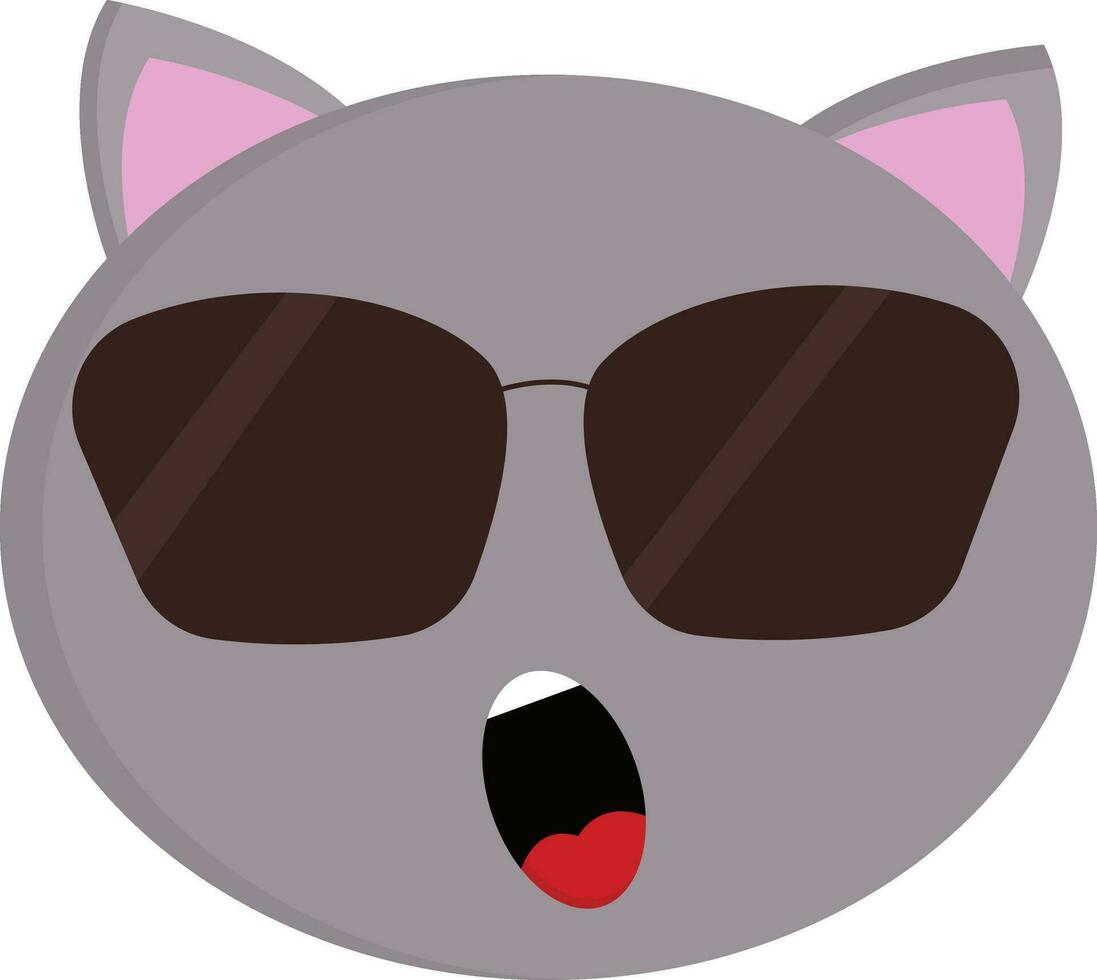 gris chat avec des lunettes de soleil vecteur illustration sur blanc Contexte.
