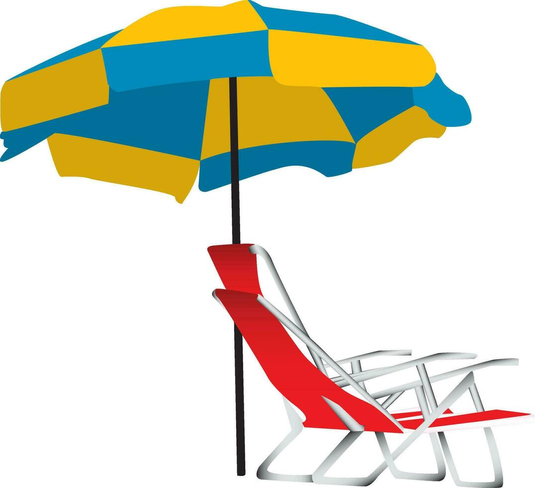 plage parapluie et chaise vecteur