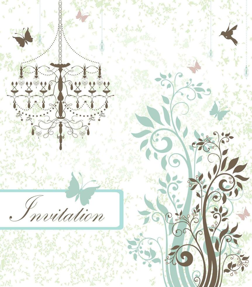 carte d'invitation vintage avec un élégant dessin floral abstrait rétro orné vecteur