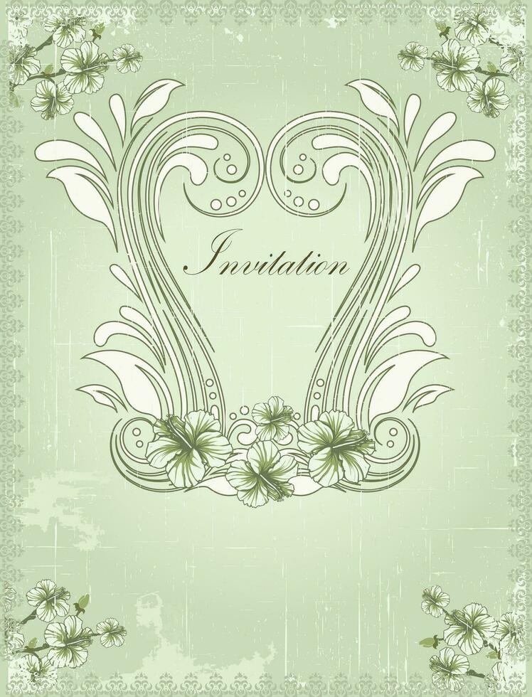 carte d'invitation vintage avec un élégant dessin floral abstrait rétro orné vecteur