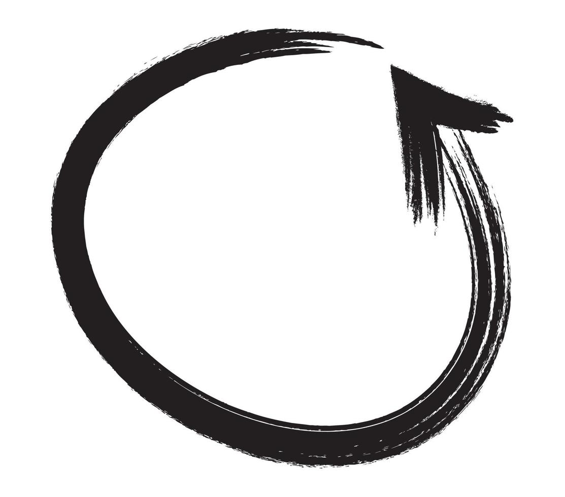 flèche de coup de pinceau dessinée à la main noire isolée sur blanc. illustration vectorielle vecteur
