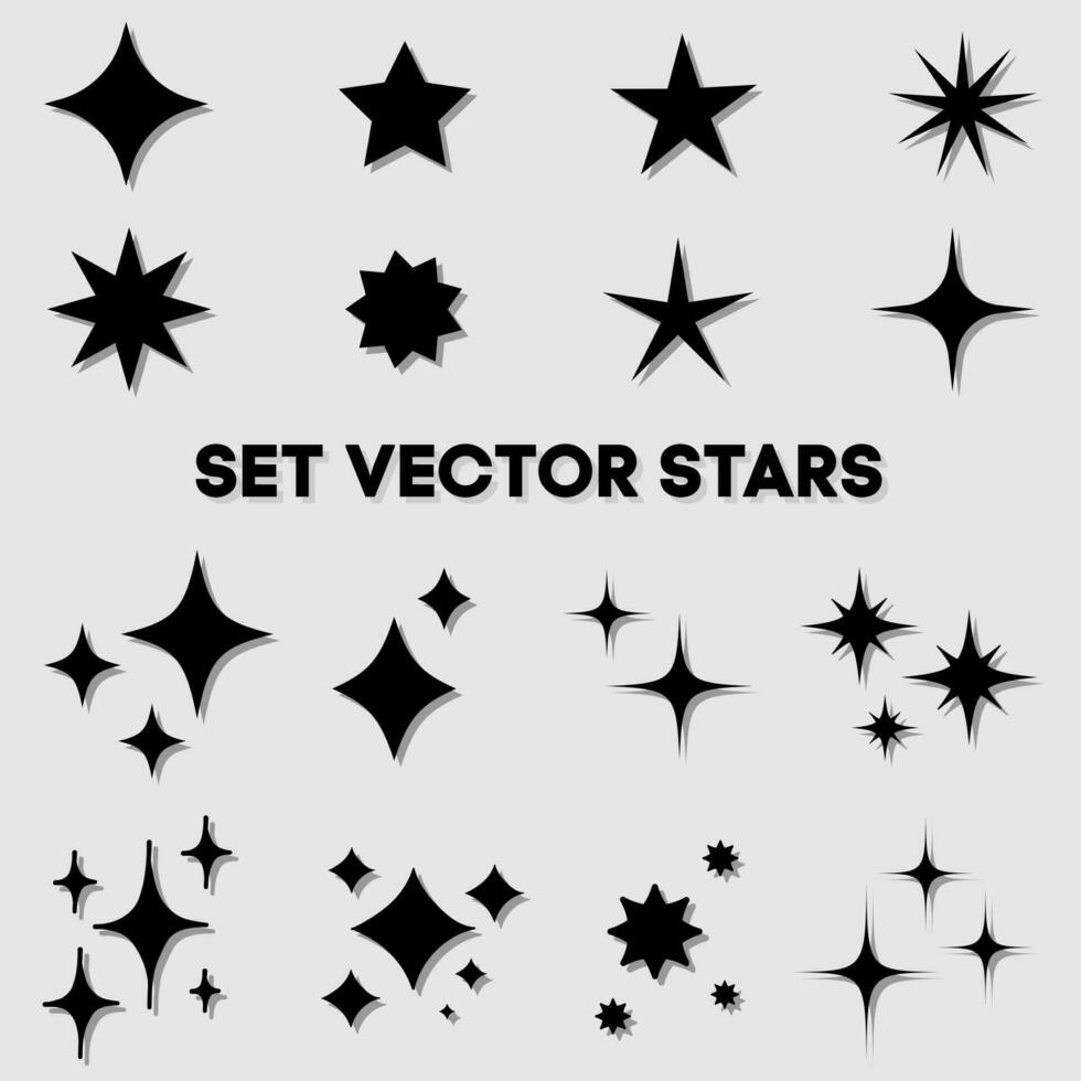 ensemble noir étoiles Icônes collection. vecteur