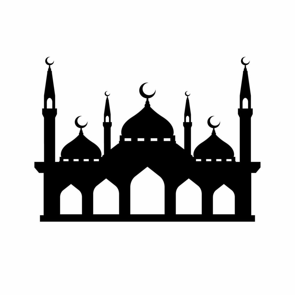 mosquée silhouette vecteur. mosquée bâtiment icône pour symbole eid mubarak fête. Ramadan conception graphique dans musulman culture et Islam religion vecteur