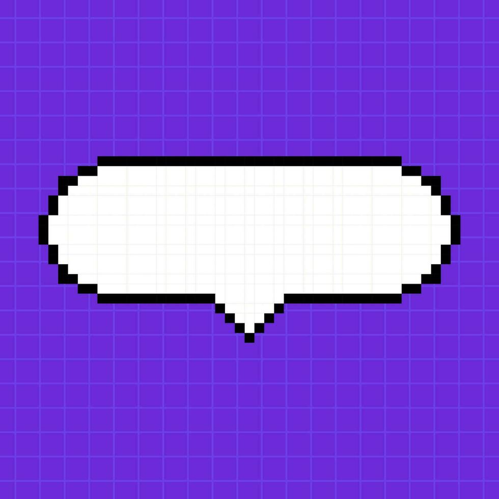 pixel ovale dialogue boîte sur une brillant violet Contexte. illustration dans le style de un 8 bits rétro jeu, manette, mignonne Cadre pour les inscriptions. vecteur