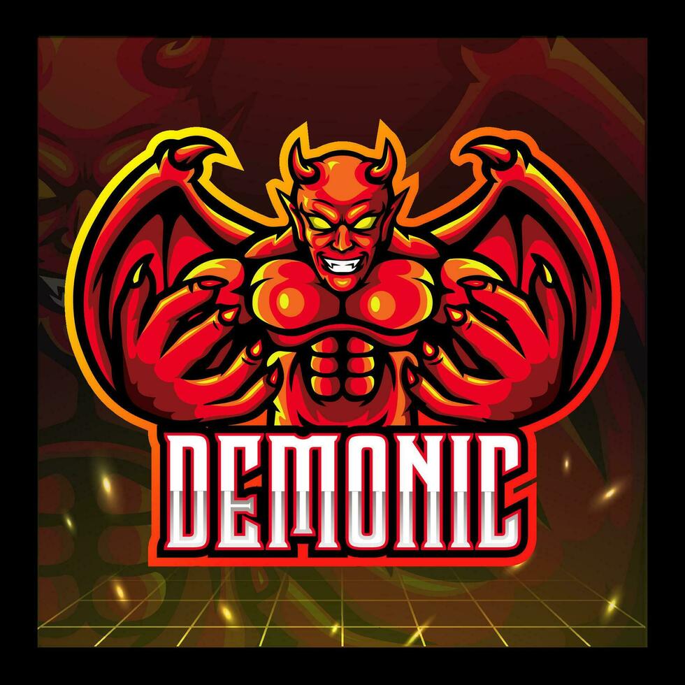 création de logo esport mascotte diable rouge vecteur