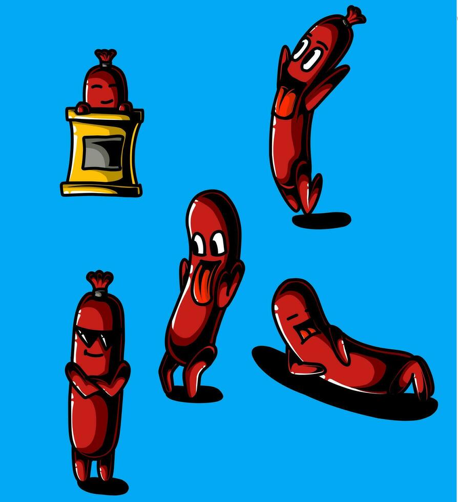 un illustration de une coloré saucisse mascotte vecteur