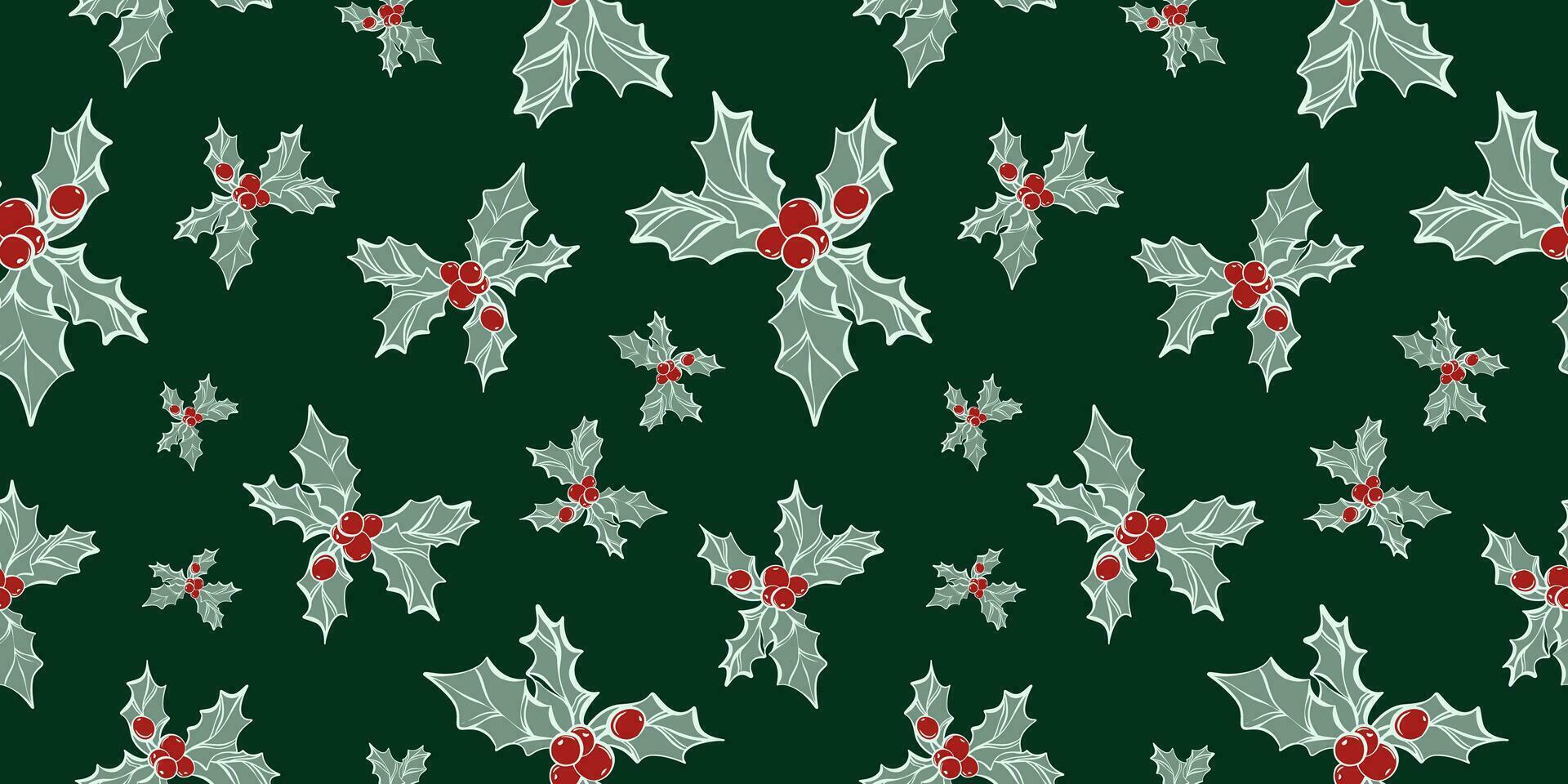 sans couture modèle avec main tiré Noël feuilles et branches. parfait pour Noël ou Nouveau année fond d'écran, emballage papier, la toile des sites, arrière-plan, social médias, Blog, présentation et salutation cartes. vecteur