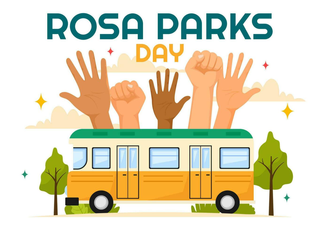 Rosa parcs journée vecteur illustration avec le premier Dame de civil droits, passer les menottes et autobus dans nationale vacances fête plat dessin animé Contexte