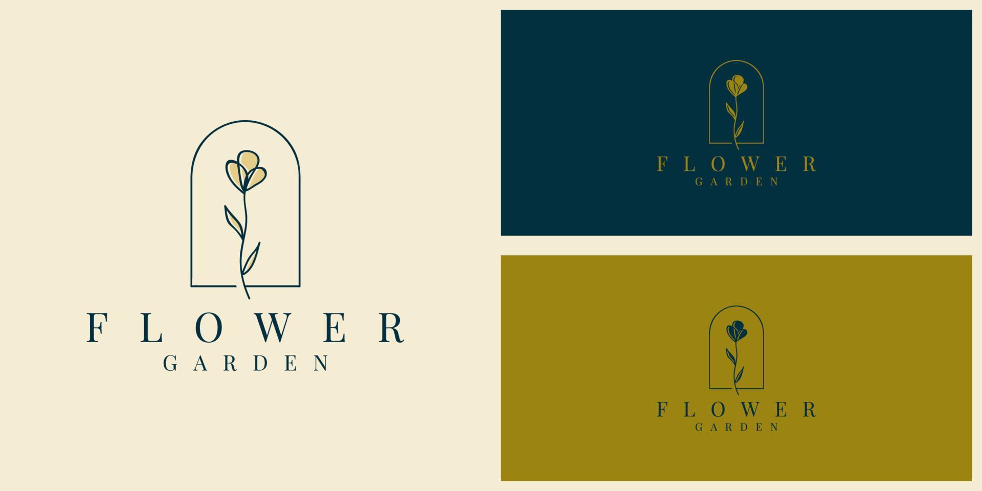 conception de modèle d'illustration de logo de jardin de fleurs vecteur