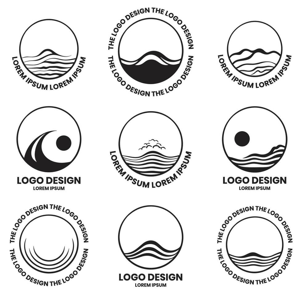 mer ou vague logo dans une minimaliste style pour décoration vecteur