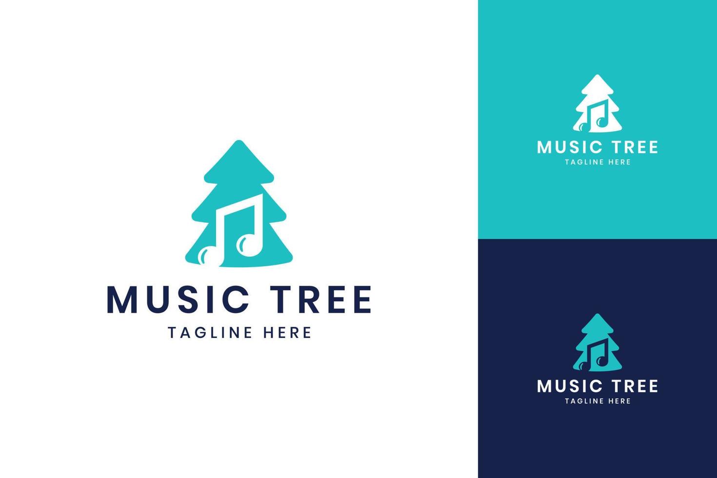 création de logo d'espace négatif d'arbre de musique vecteur