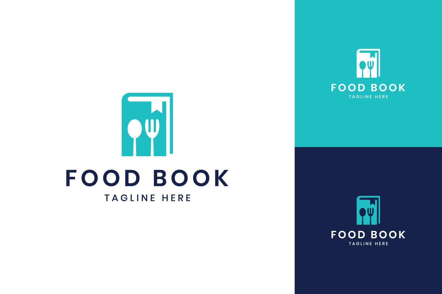 création de logo d'espace négatif de livre de nourriture vecteur