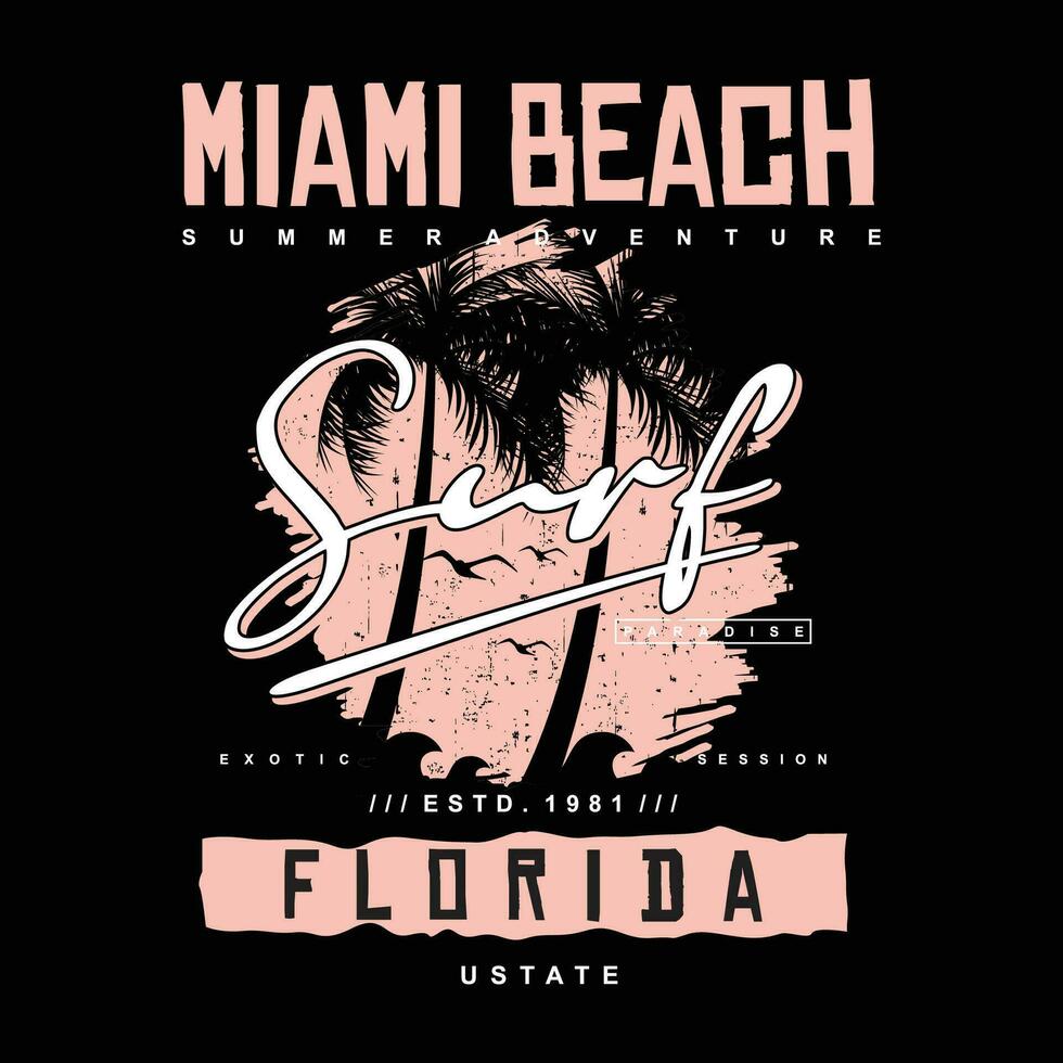 Miami plage Floride graphique, typographie vecteur, t chemise conception, illustration, bien pour décontractée style vecteur