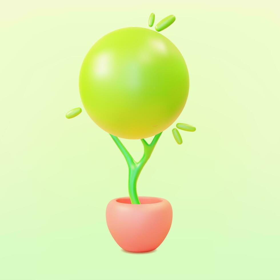 3d vert plante dans pot dessin animé style. vecteur