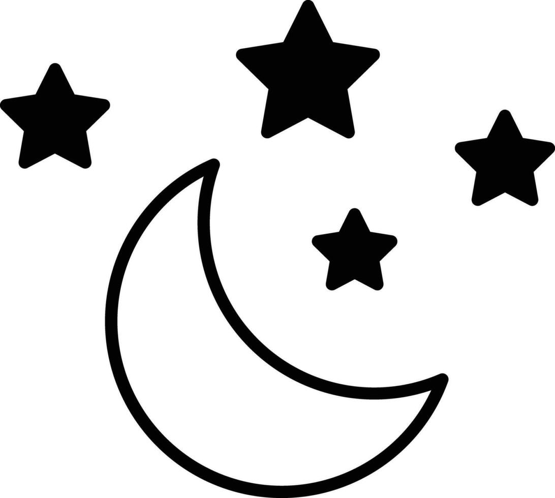 bébé lune et étoiles solide glyphe vecteur illustration