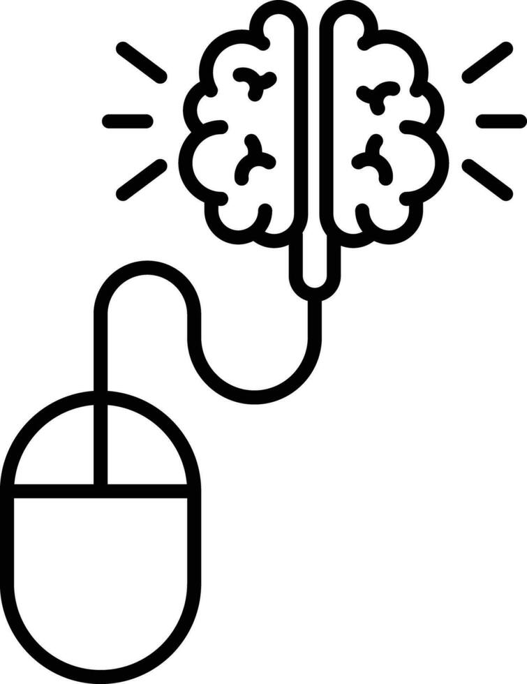 Cliquez sur cerveau contour vecteur illustration icône