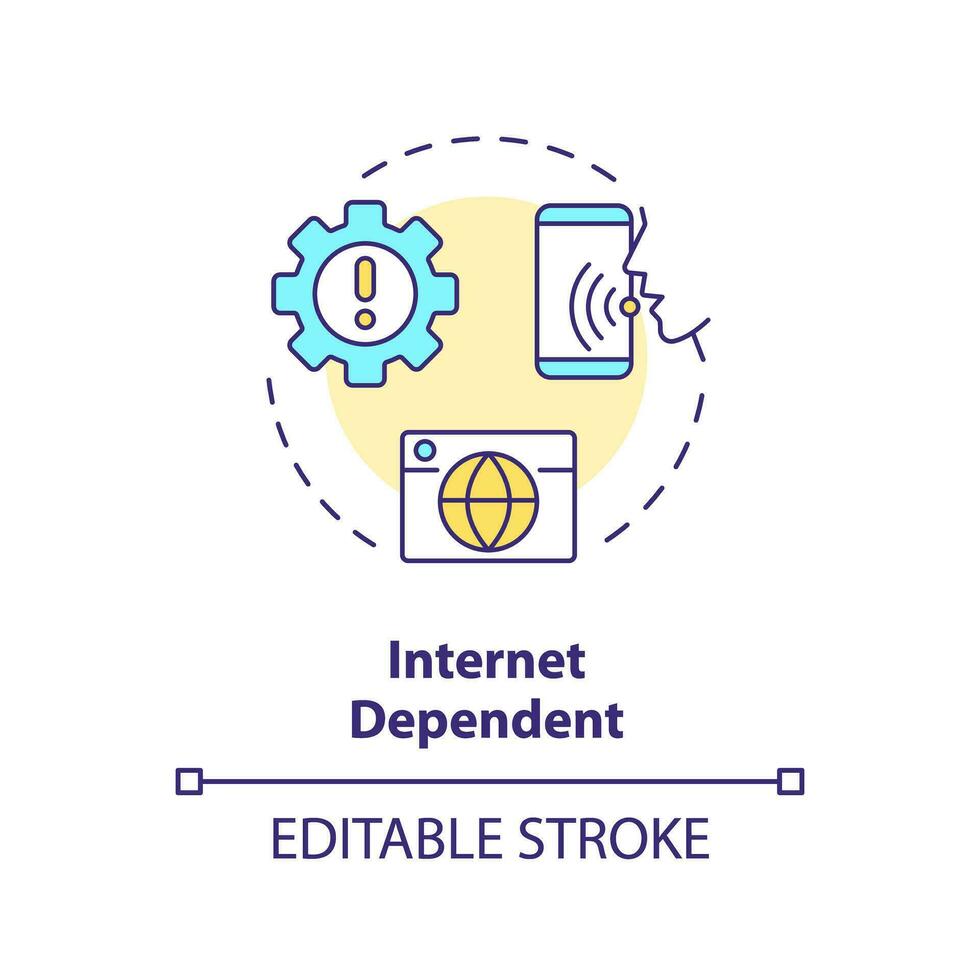 2d modifiable l'Internet dépendant mince ligne icône concept, isolé vecteur, multicolore illustration représentant voix assistant. vecteur