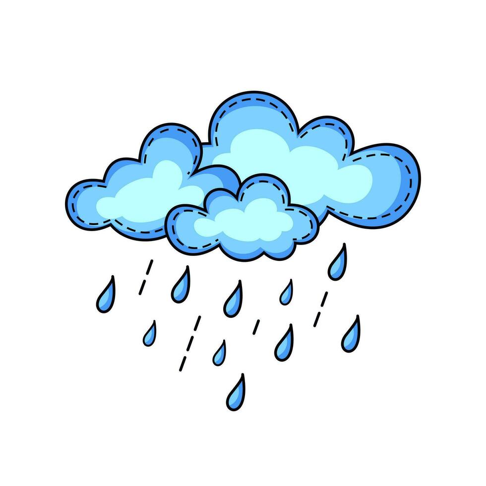 plat mignonne pluie nuage illustration symbole avec unique style conception, inhabituel pluvieux temps prévoir modèle vecteur