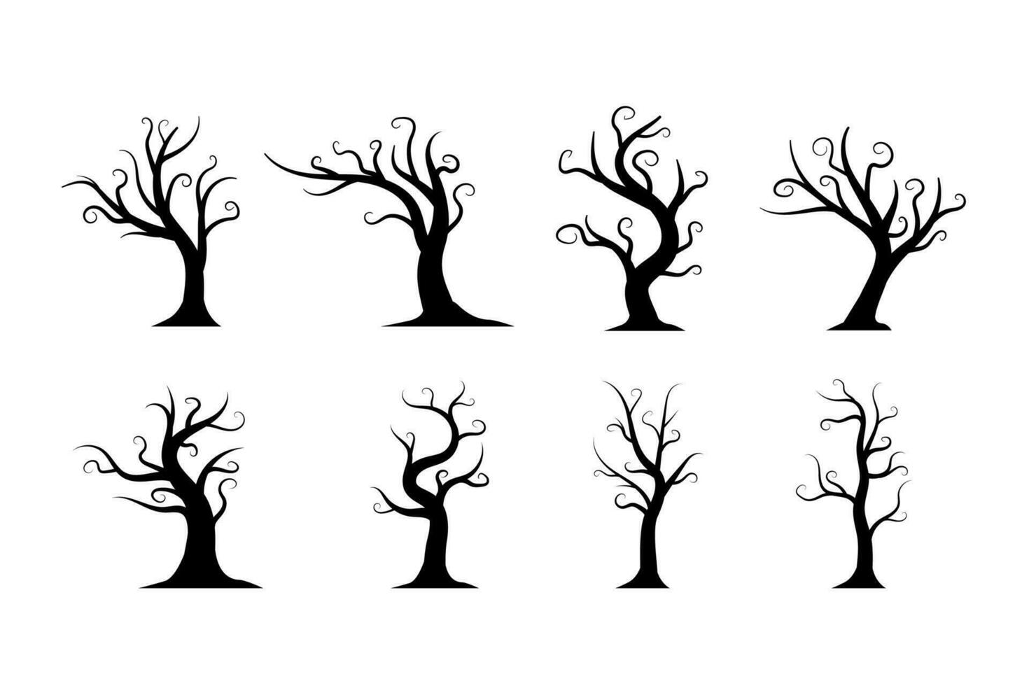 silhouette de effrayant Halloween des arbres collection vecteur