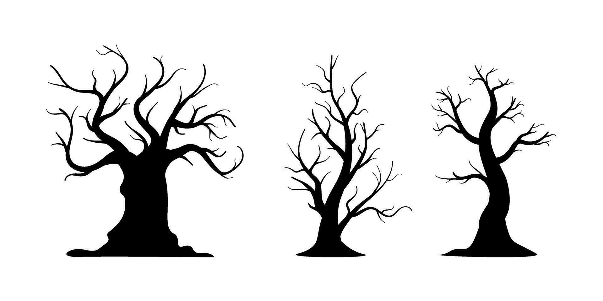 silhouette de effrayant Halloween des arbres collection vecteur