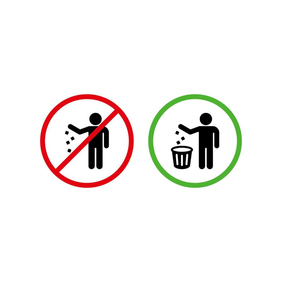 faire ne pas litière signe illustration, non détritus symbole vecteur