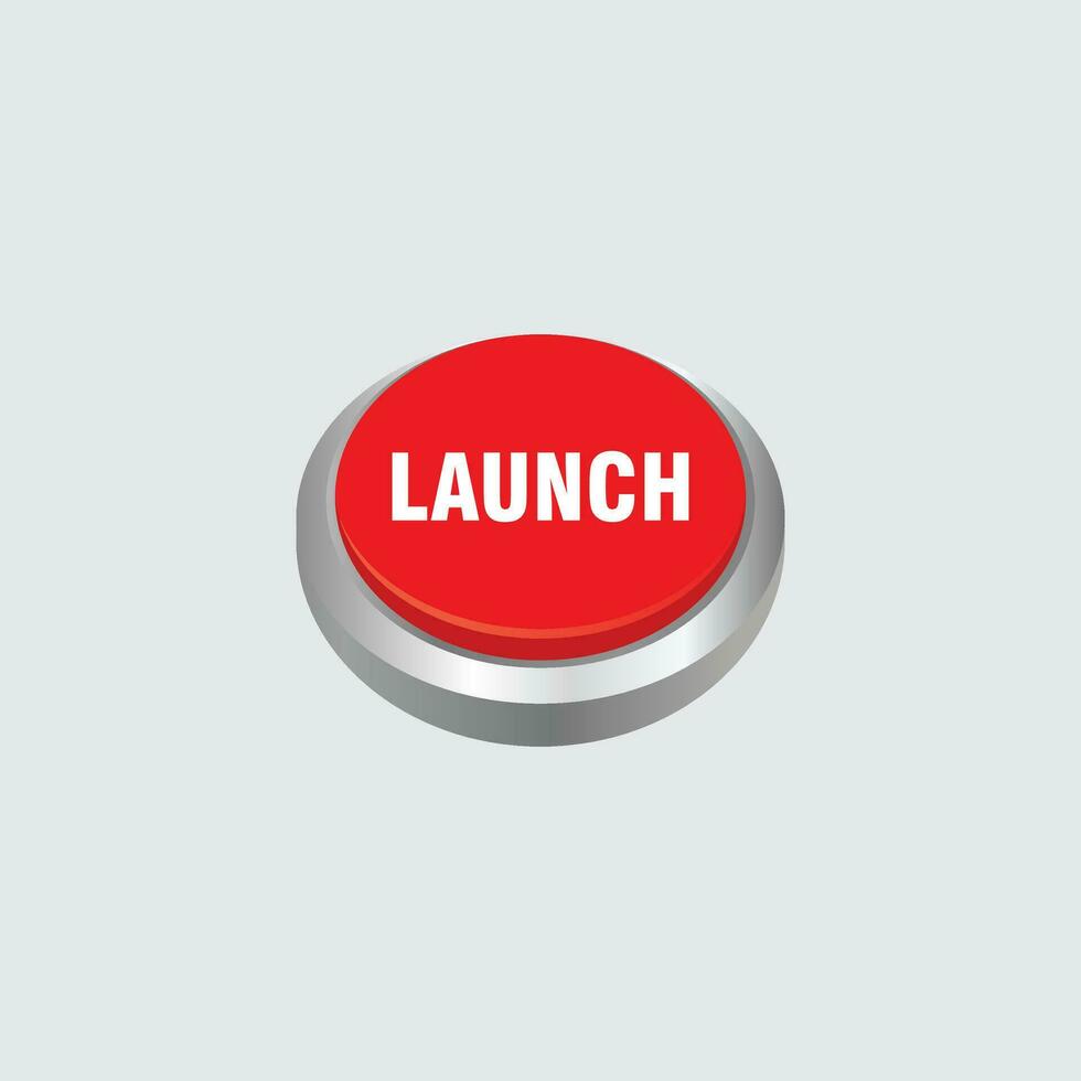 rouge lancement bouton illustraton conception, rouge pousser bouton avec lancement texte vecteur