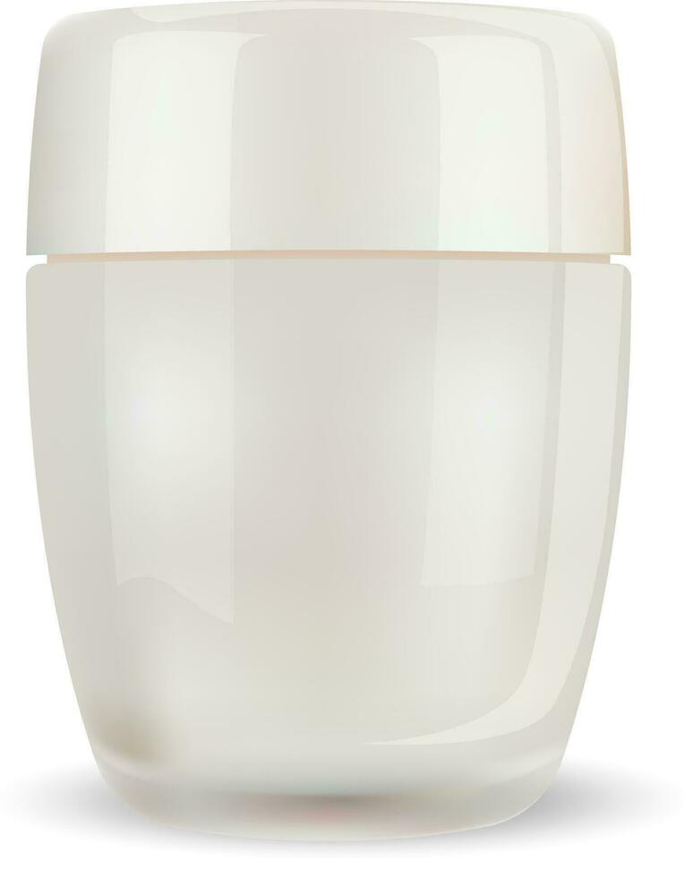 blanc verre cosmétique pot pour crème, poudre, baume, pommade. réaliste vecteur illustration de fermé récipient avec couvercle.
