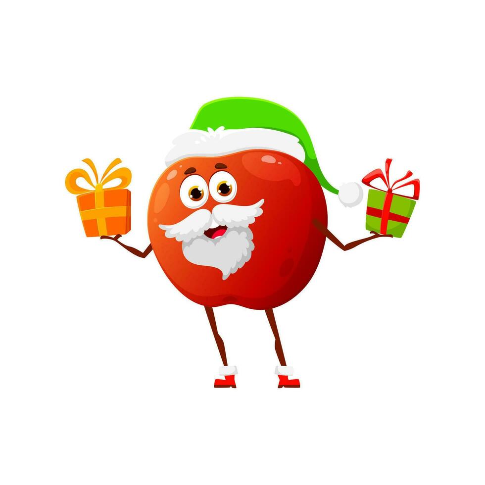 Pomme fruit Père Noël personnage, Noël cadeau des boites vecteur