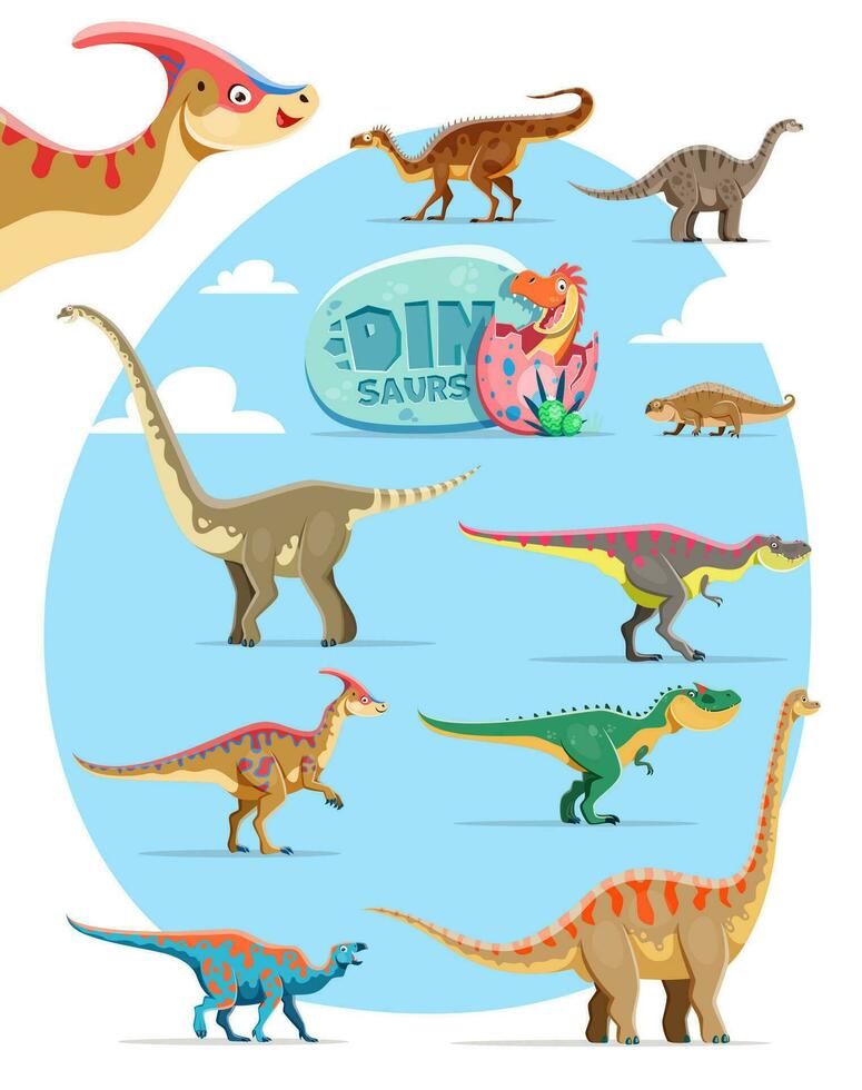 dessin animé dinosaures comique personnages collection vecteur