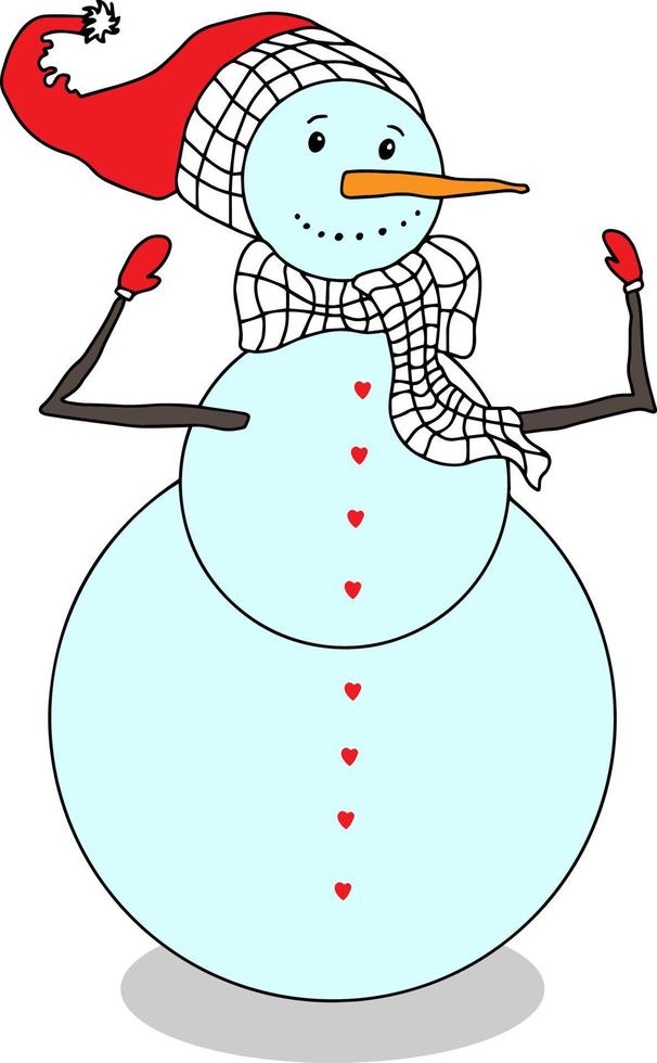 vecteur de bonhomme de neige isolé. personnage d'hiver pour cartes, invitations et jeux d'enfants