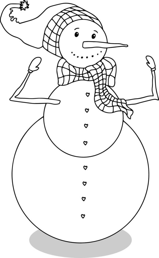 vecteur de bonhomme de neige isolé. personnage d'hiver pour cartes, invitations et jeux d'enfants