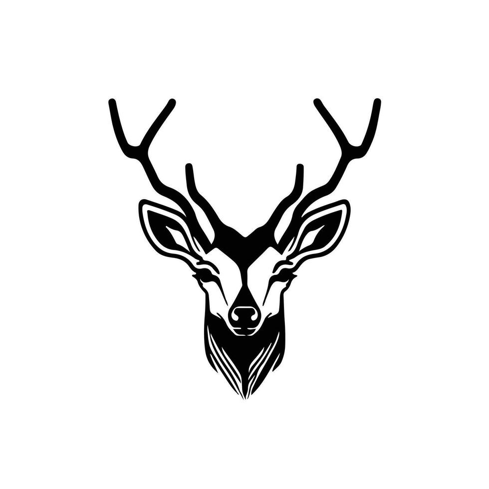 silhouette noir cerf visage icône, cerf logo concept vecteur illustration