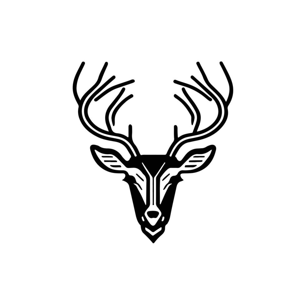 silhouette noir cerf visage icône, cerf logo concept vecteur illustration