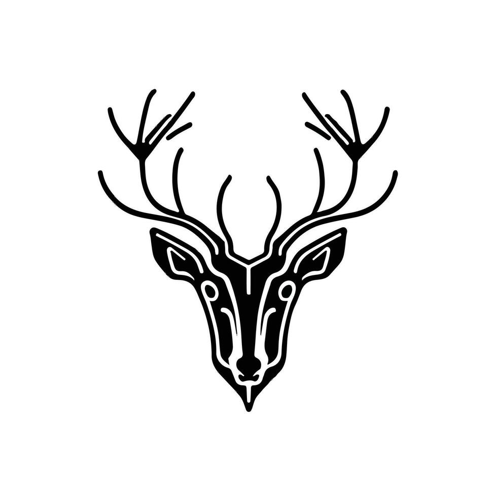 silhouette noir cerf visage icône, cerf logo concept vecteur illustration