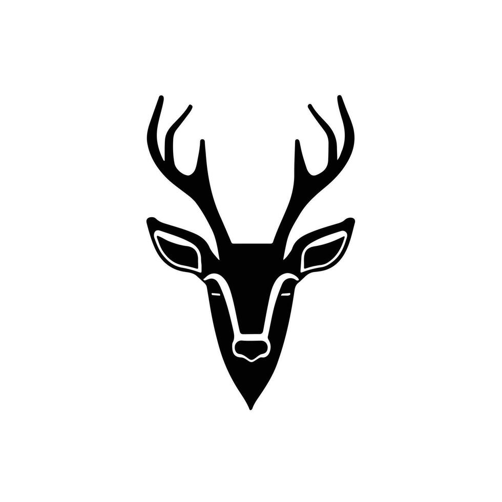 silhouette noir cerf visage icône, cerf logo concept vecteur illustration