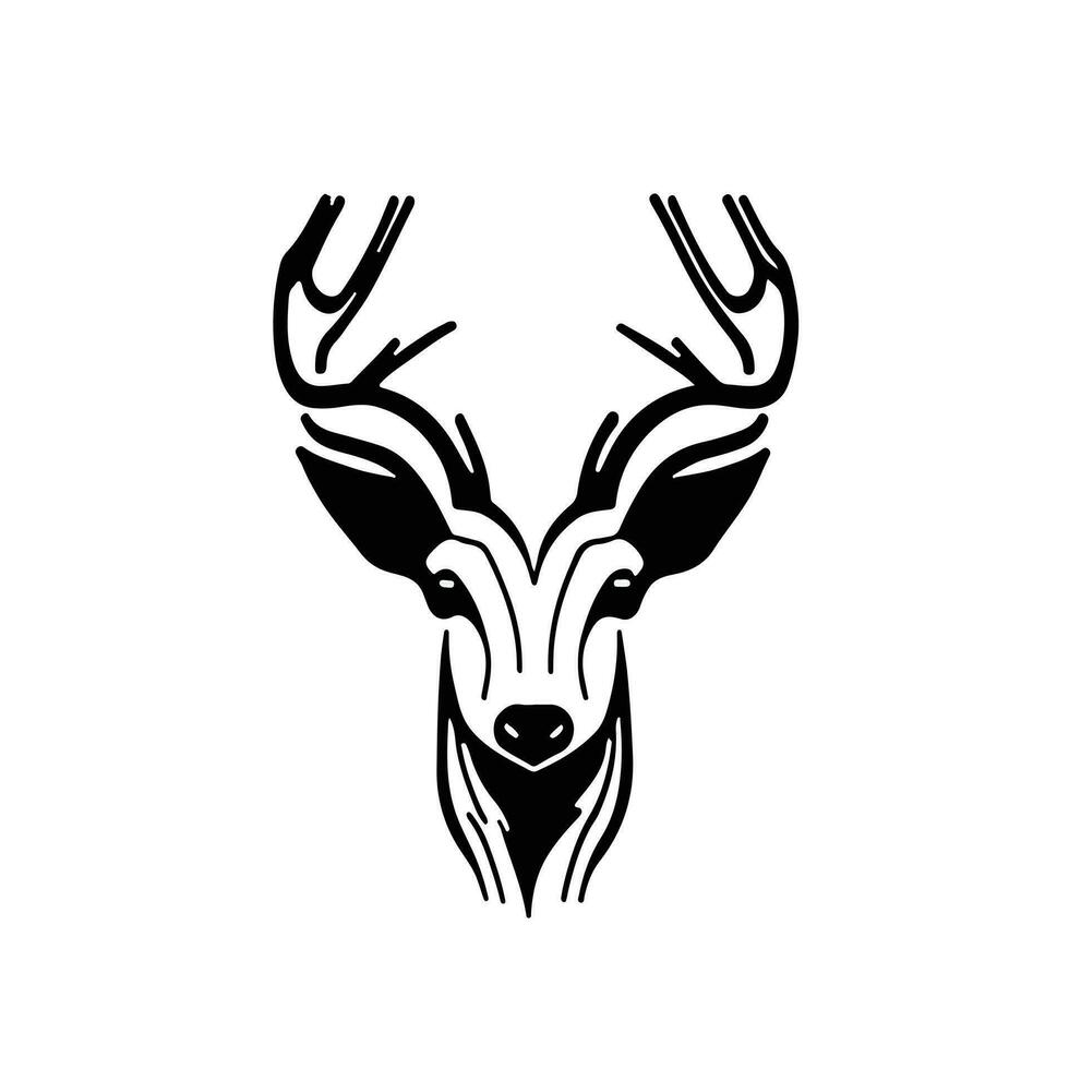 silhouette noir cerf visage icône, cerf logo concept vecteur illustration