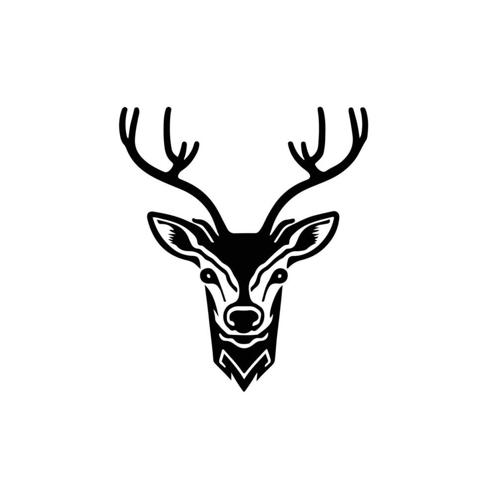 silhouette noir cerf visage icône, cerf logo concept vecteur illustration