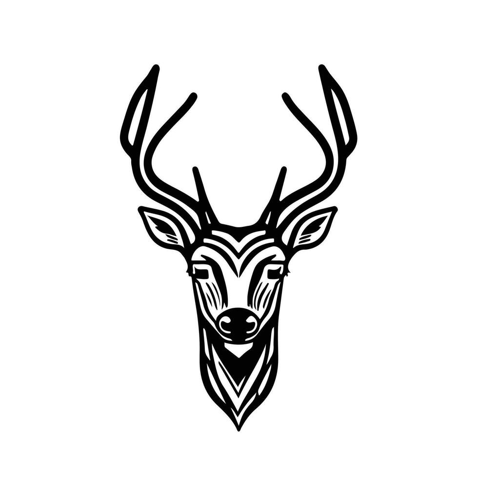 silhouette noir cerf visage icône, cerf logo concept vecteur illustration