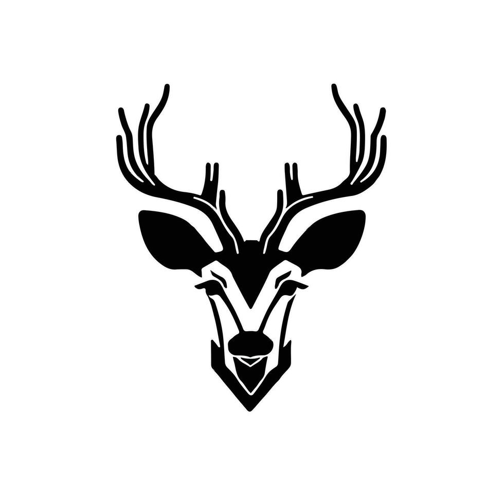 silhouette noir cerf visage icône, cerf logo concept vecteur illustration