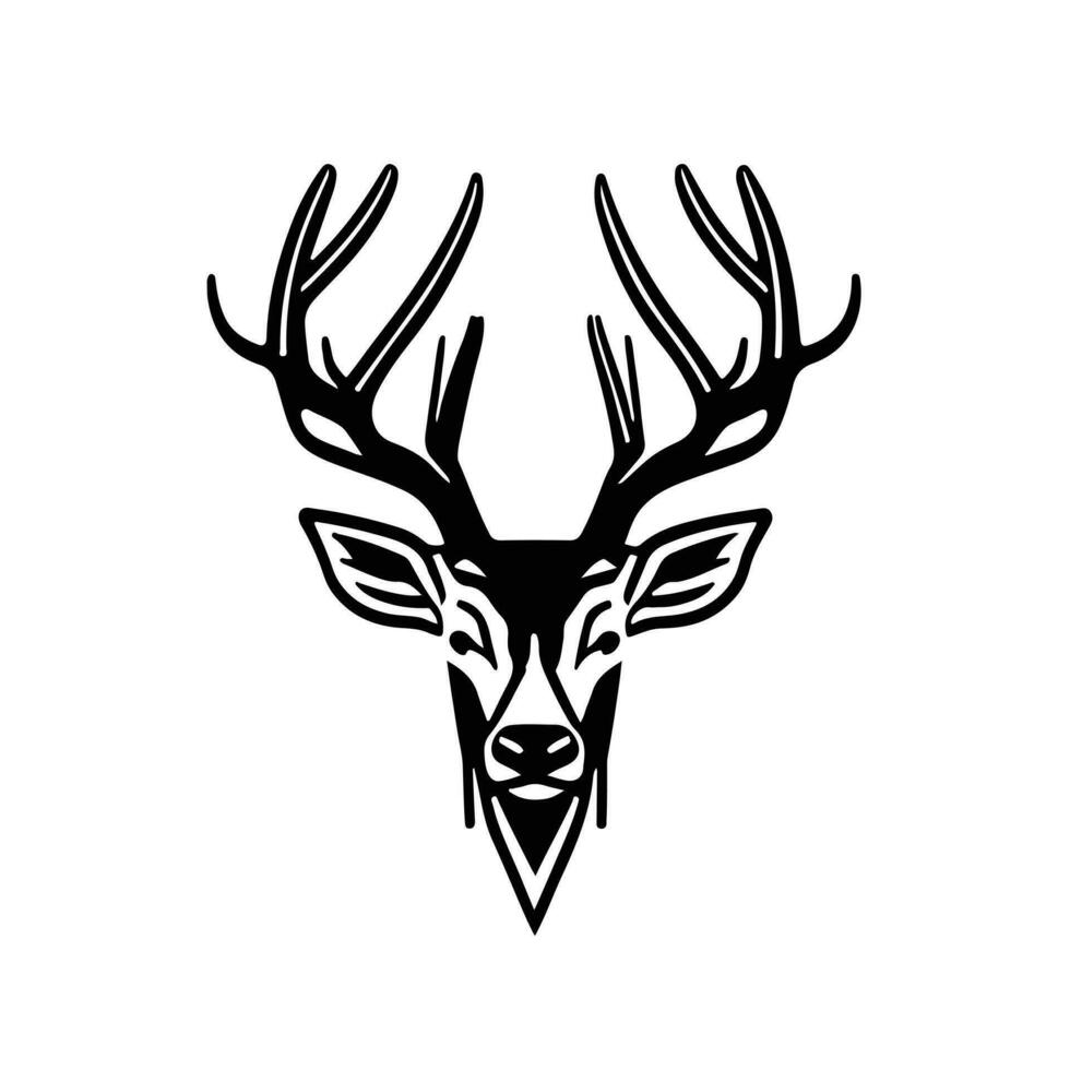 silhouette noir cerf visage icône, cerf logo concept vecteur illustration