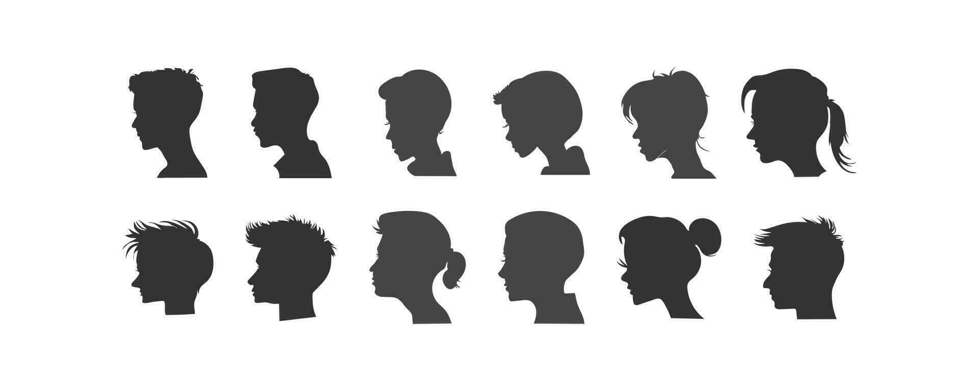 homme et femme visage silhouette icône. vecteur illustration conception.