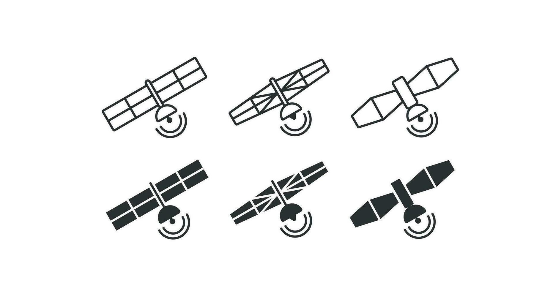 Satellite icône ensemble. espace antenne illustration symbole. sans fil relier vecteur. vecteur
